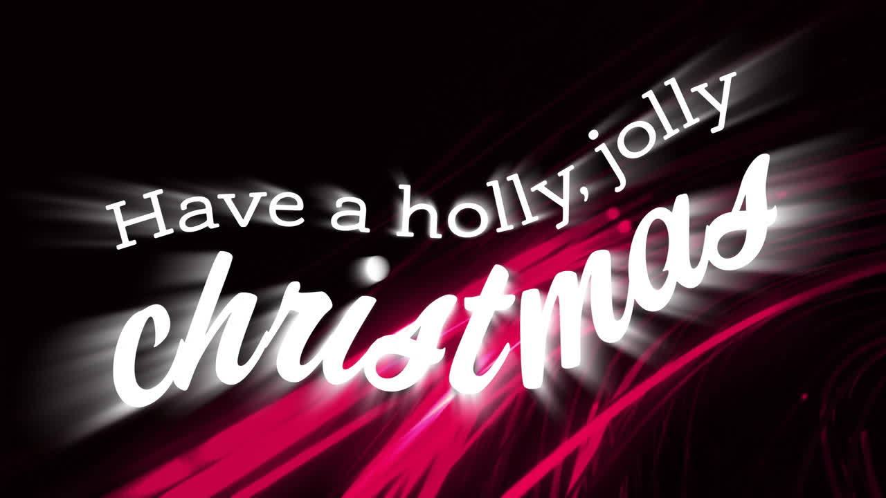 Have holly, jolly Christmas text animation over red and black abstract background