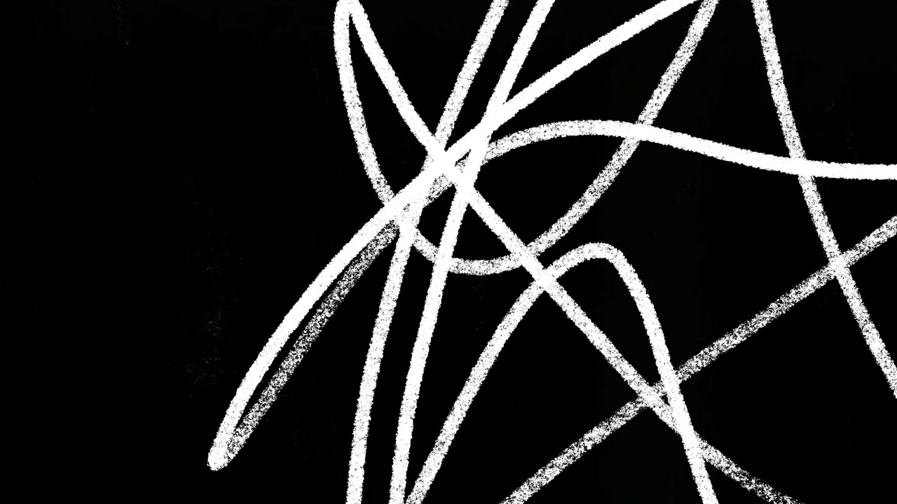 Disegno astratto di linee di gesso bianco su sfondo nero