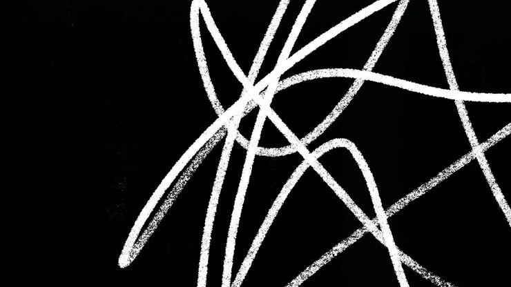 Desenho Abstrato de Linhas de Giz Branco sobre Fundo Preto