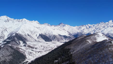 winter drone flight over mestia