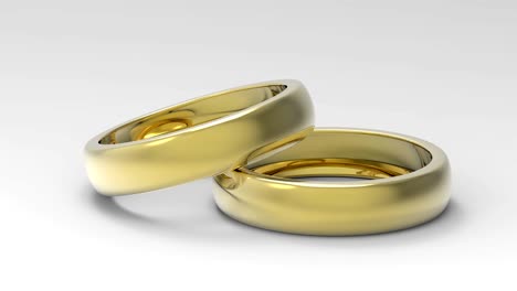 wedding rings rotate isolated on white background. 3d rendering