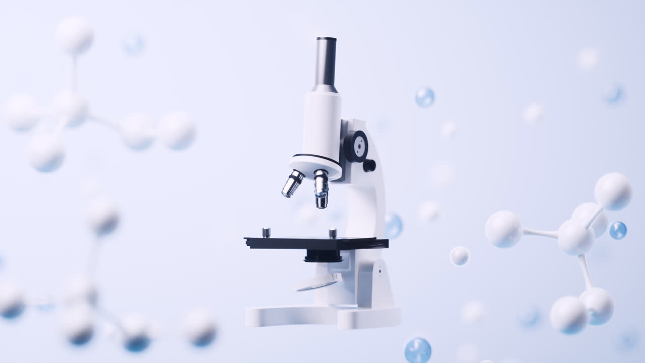 Microscope in the laboratory, 3d rendering.