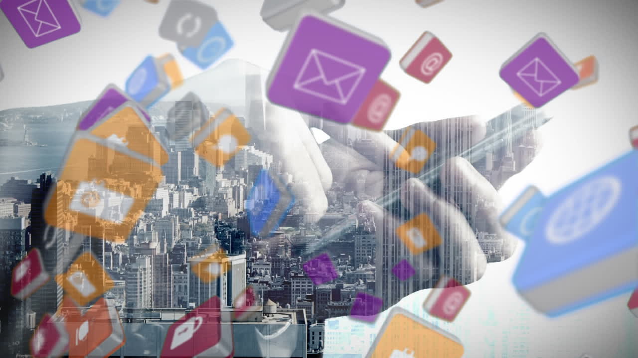 스마트 폰으로 타이핑하는 사업가