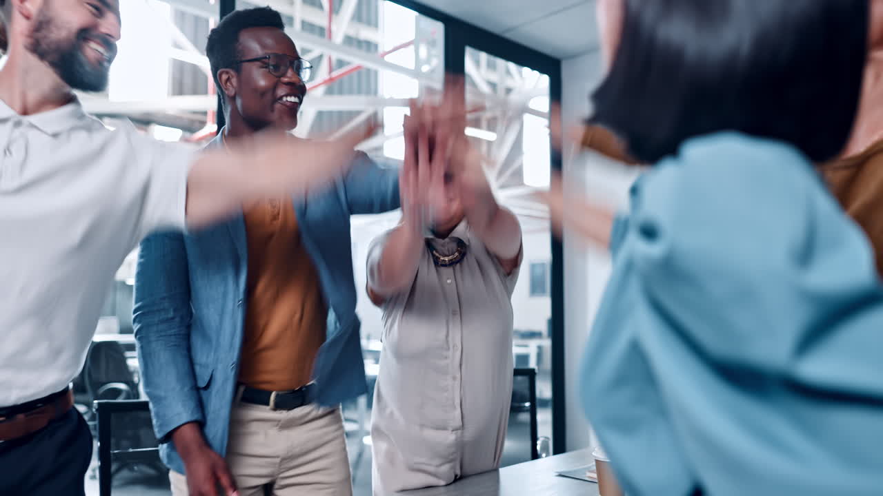 Hands, business team and office meeting