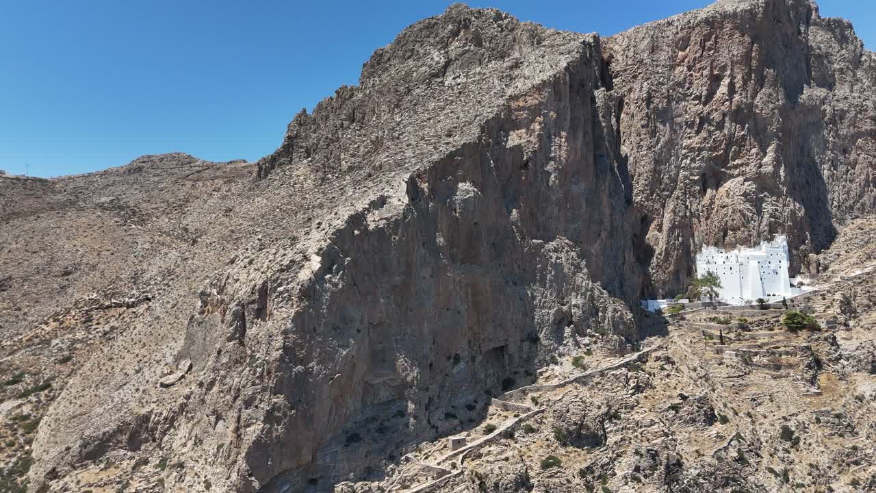 Monastery of Holy Mary Hozoviotissa in the island of Amorgos | 4k Drone shot