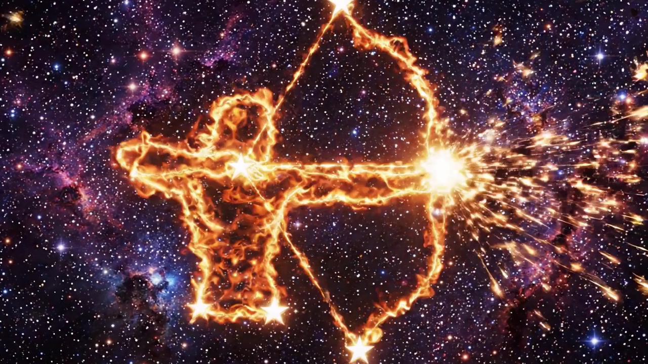 Arciere Celeste: Una splendida visualizzazione della Costellazione del Sagittario con stelle cadenti che attraversano il cielo notturno cosmico in un abbagliante spettacolo di luce ed energia