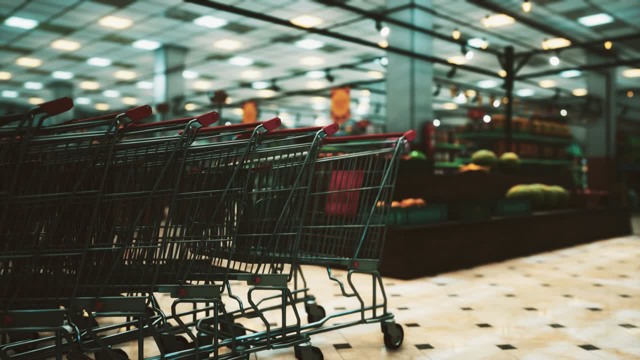 코로나19 전염병과 비어있는 슈퍼마켓