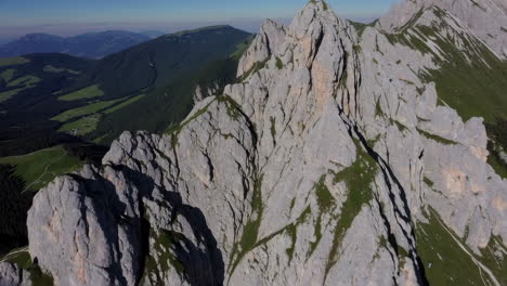 aerial view of alpine peaks and valleys