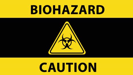 yellow biohazard warning with biohazard sign in triangle and caution text