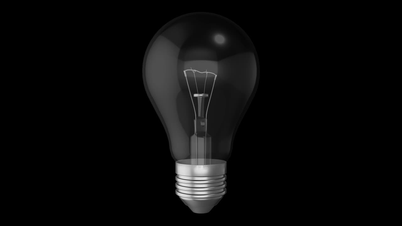 Light Bulb Icon Idea, Modern Light Bulb Line Icon Animation on Black background, non-flammable bulb, have great idea, 3D