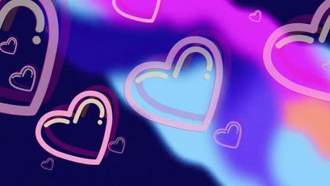 Animation-of-hearts-floating-on-blue-background