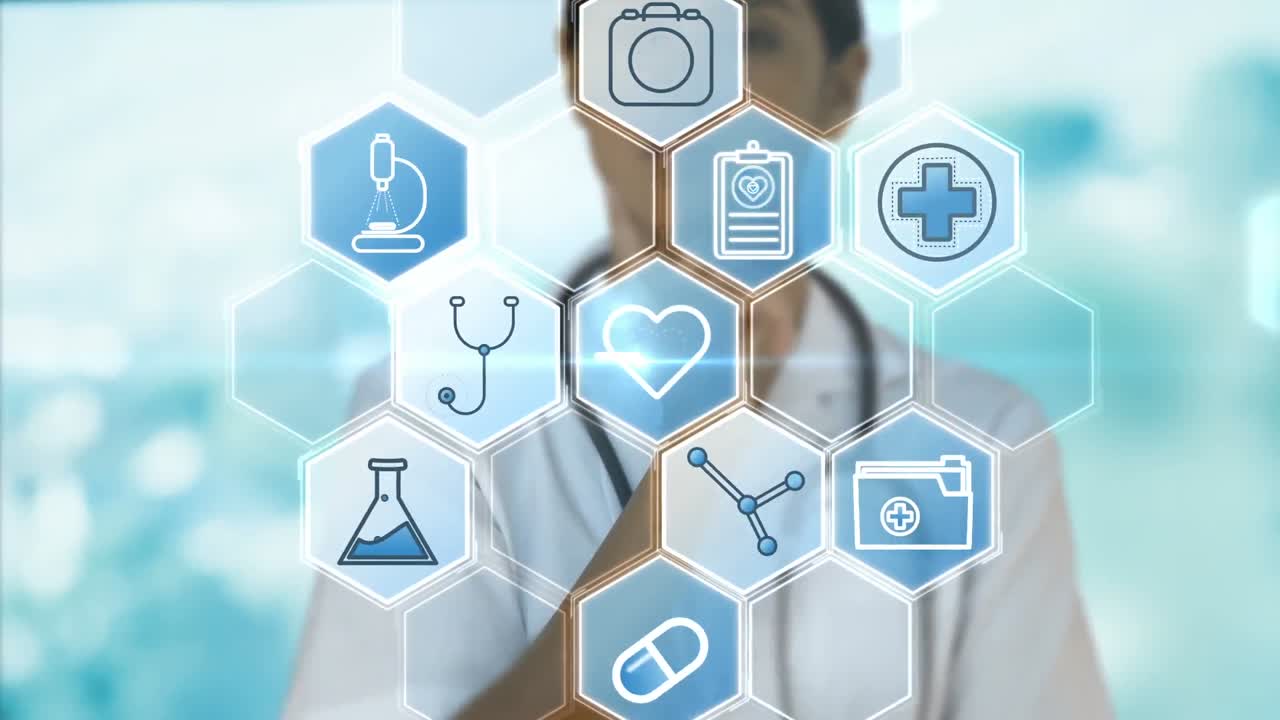 의료  ⁇ 터 아이콘에 스테토스코프를 사용하는 의사