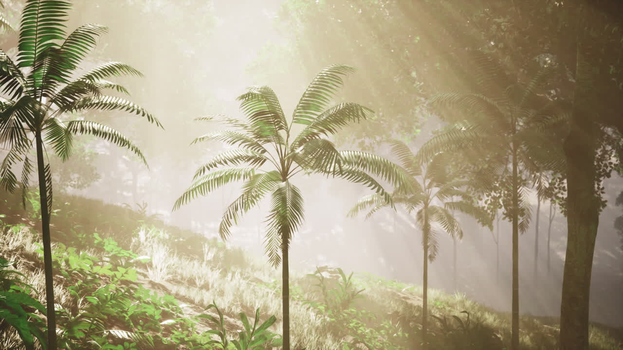 selva tropical con la luz del sol fluyendo a través