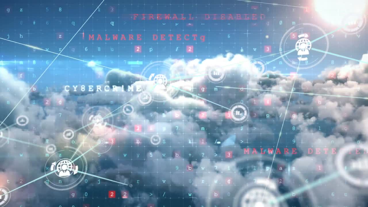 구름 위의 아이콘으로 연결 네트워크의 애니메이션