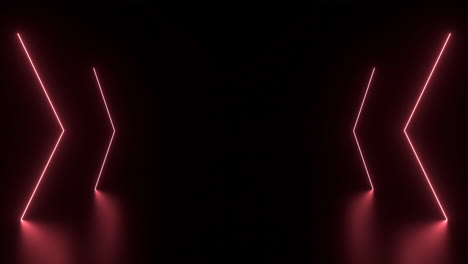 Abstract-Neon-light-direction-arrows-corridor-in-dark-background-loop-animation