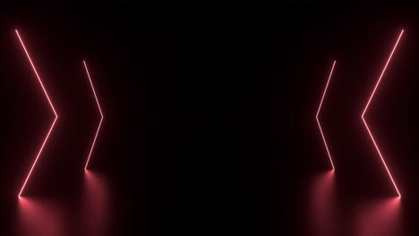 abstract neon light direction arrows corridor in dark background loop animation
