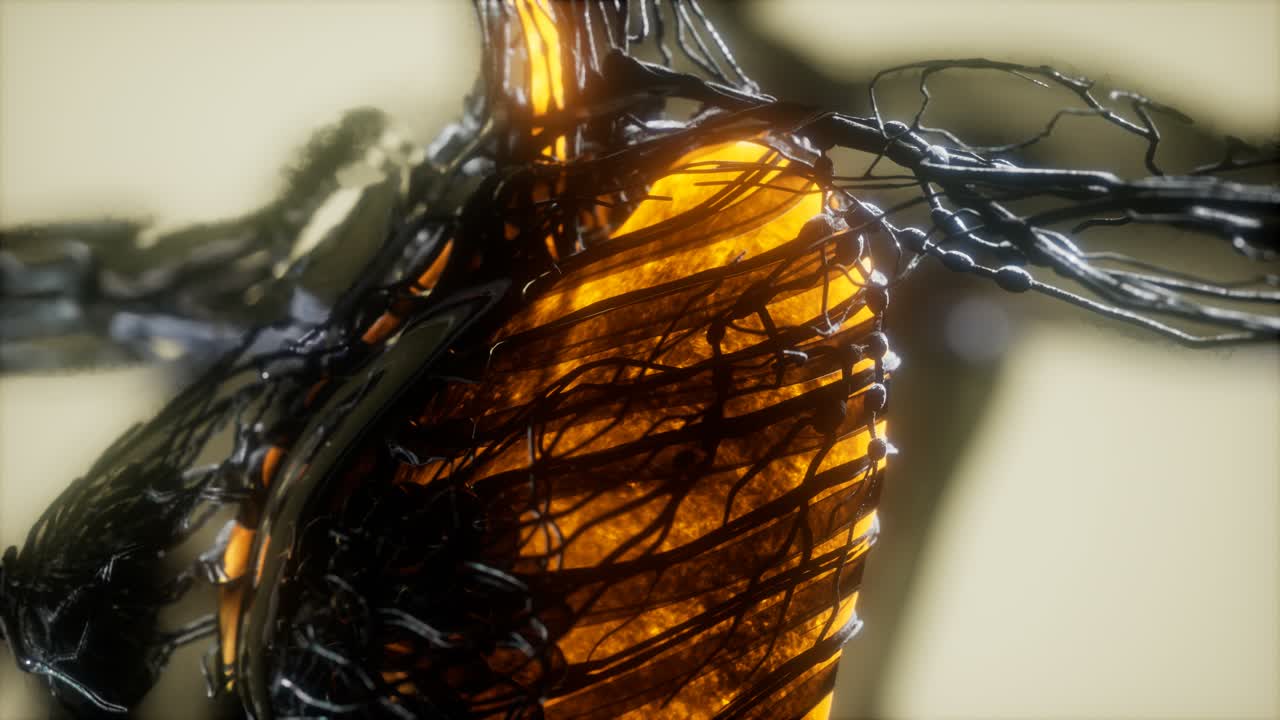 빛나는 폐와 호흡기와 함께 인간의 신체 스캔