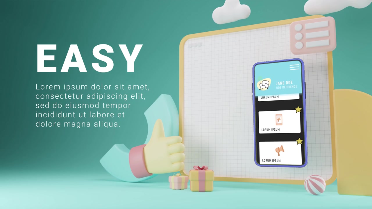 3D Animation of Smartphone App Interface Presentation