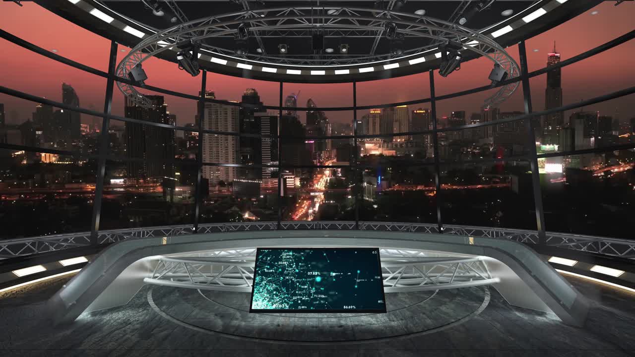 가상 tv 스튜디오 뉴스 세트 36b2 녹색 스크린 배경 3d 렌더링