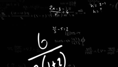 animation of mathematical equations on black background