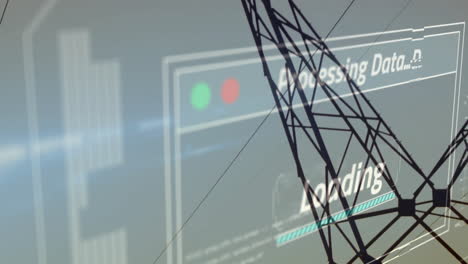 Animation-of-financial-data-processing-over-electric-pylons-in-countryside