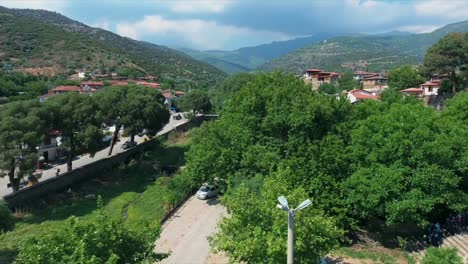 low aerial view of birgi village, i̇zmir.turkey. 4k. drone shot