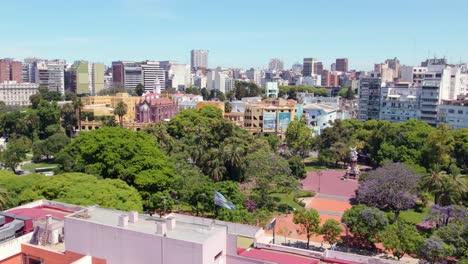 Capital-City-Skyline-in-Downtown-Buenos-Aires,-Argentina---Aerial-Establisher