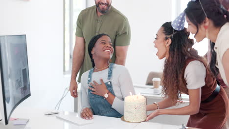 creative business people, birthday cake