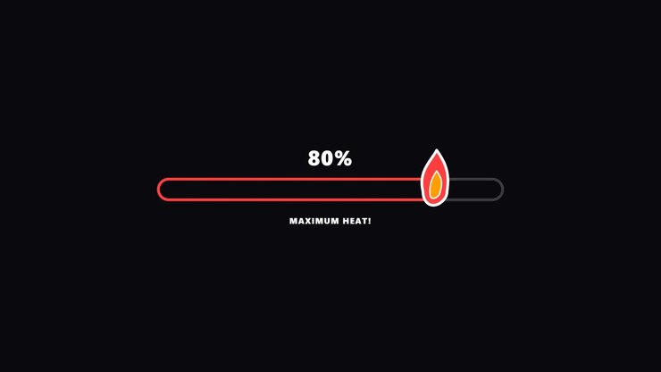 Animated Loading Bar with Fire Icon and Progress Percentage