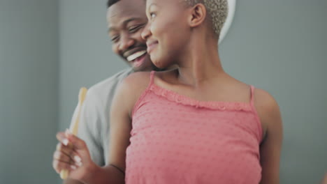 Black-couple,-dance-and-brushing-teeth