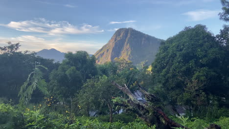 handheld establishing shot of ella rock at sunrise in sri lanka