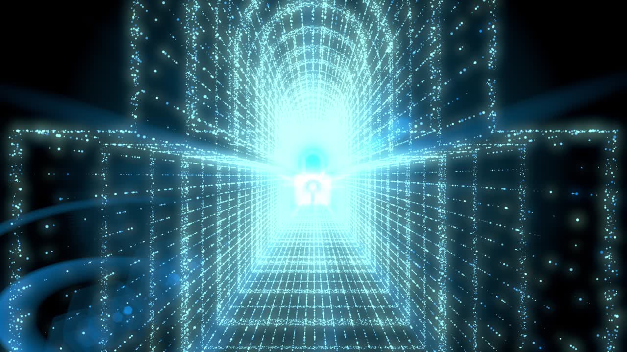 잠금 모양 빛 반이는 스트로크 네온 박이는 입자 루프 애니메이션