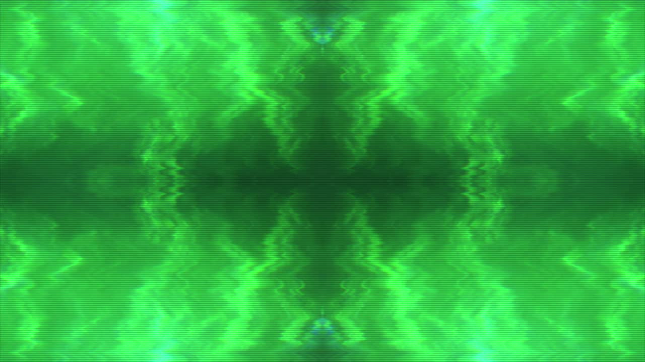 kaleidoscopio dinámico de ciencia ficción con fondo verde psicodélico