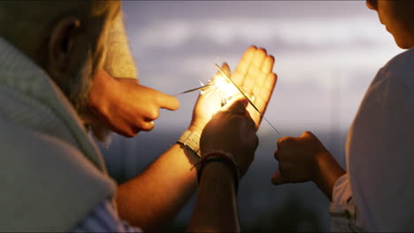 sharing sparkler fun