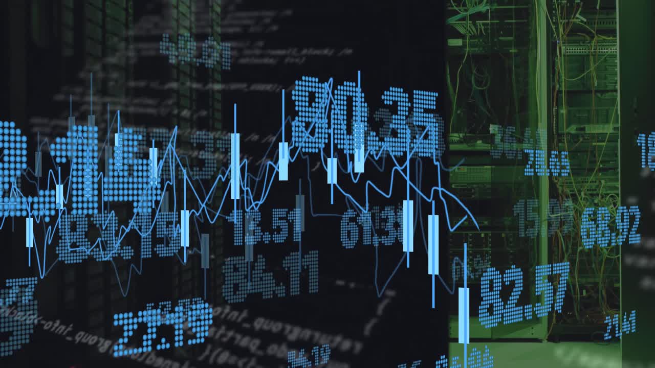 Animation of financial data processing over computer servers