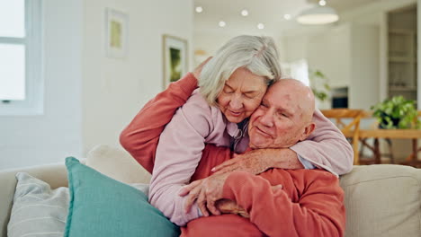 Senior-couple,-kiss-and-home-with-love