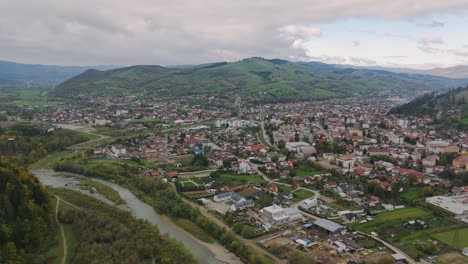 gura humorului city seen from drone on an autumn day