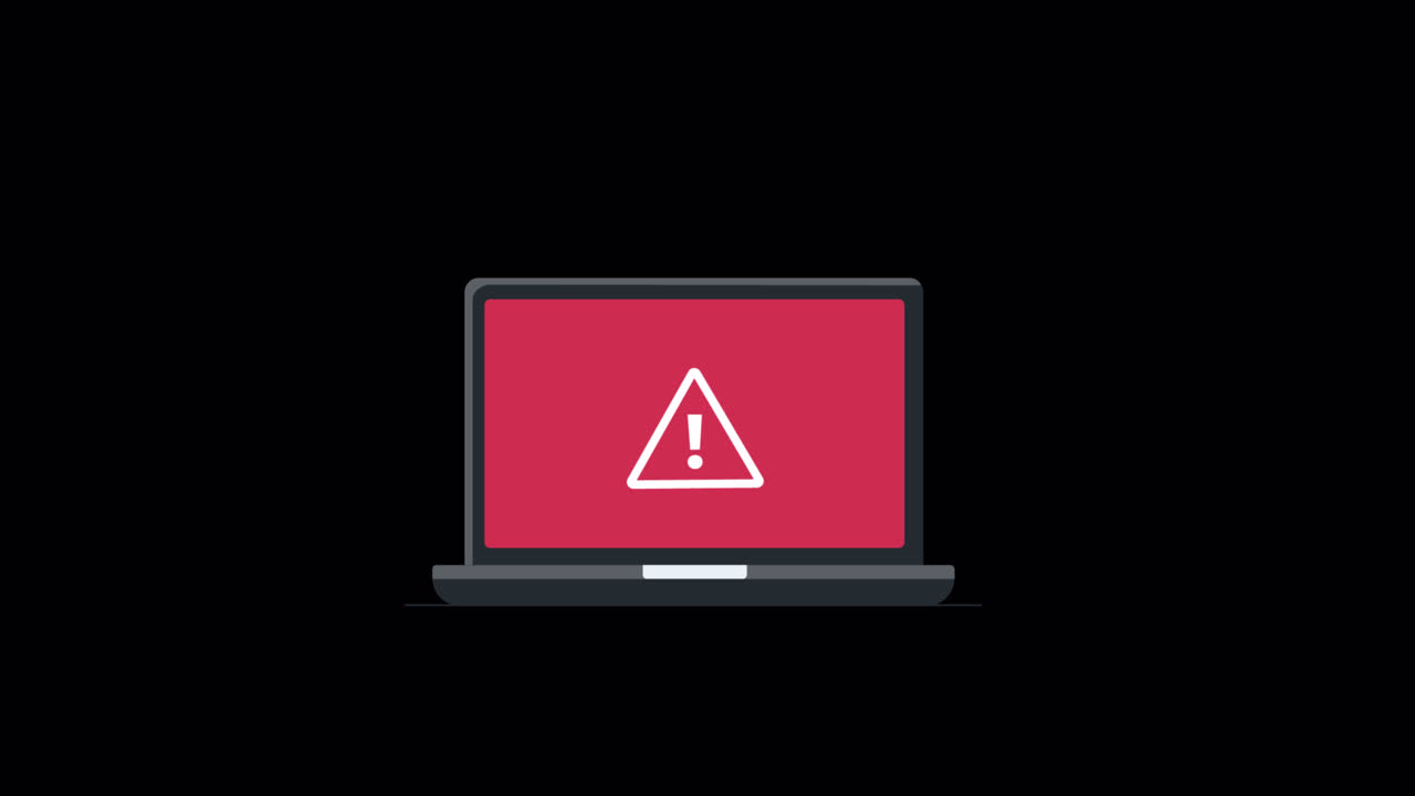 Animated Laptop Displaying Warning Error Message