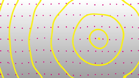 animación de círculos concéntricos amarillos dibujados a mano que se mueven sobre un fondo blanco con puntos rosados