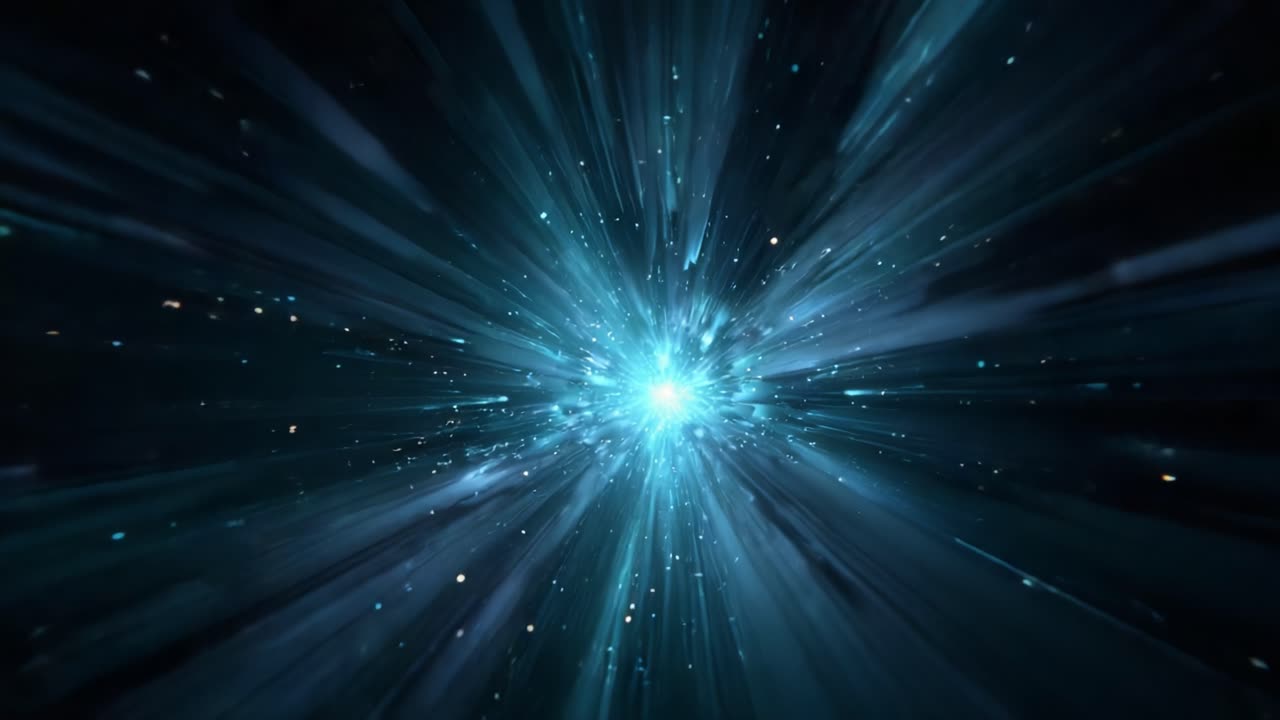 Vibrant Cosmic Journey Through Space - An Abstract Visualization of Light and Energy Creating a Dynamic Experience of Celestial Wonder in the Universe