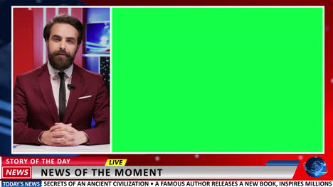 Journalist-gives-news-with-greenscreen