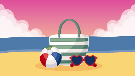 travel bag and vacations icons animation