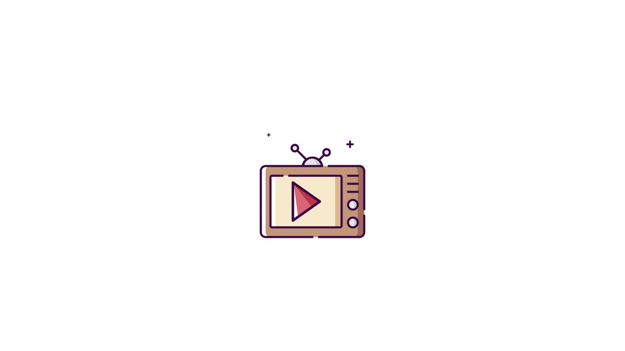 Animated Retro Television Icon with Play Button