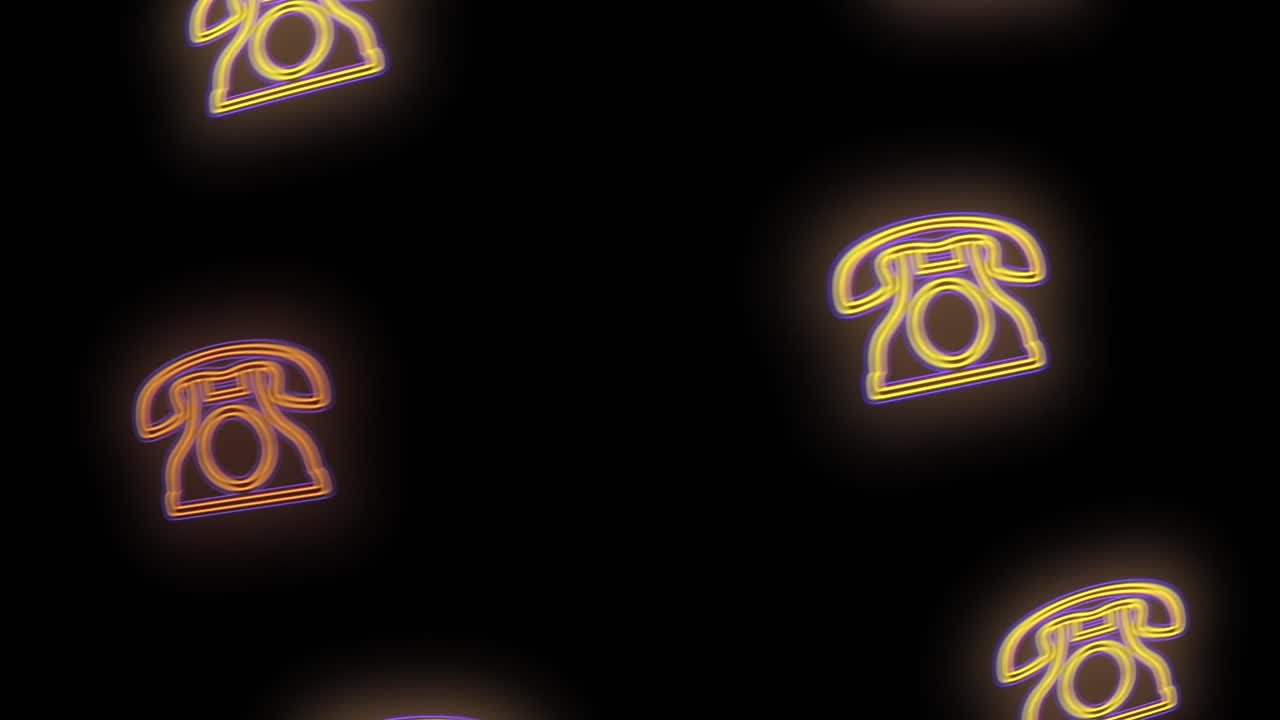 patrón de teléfonos retro amarillo con luz de neón
