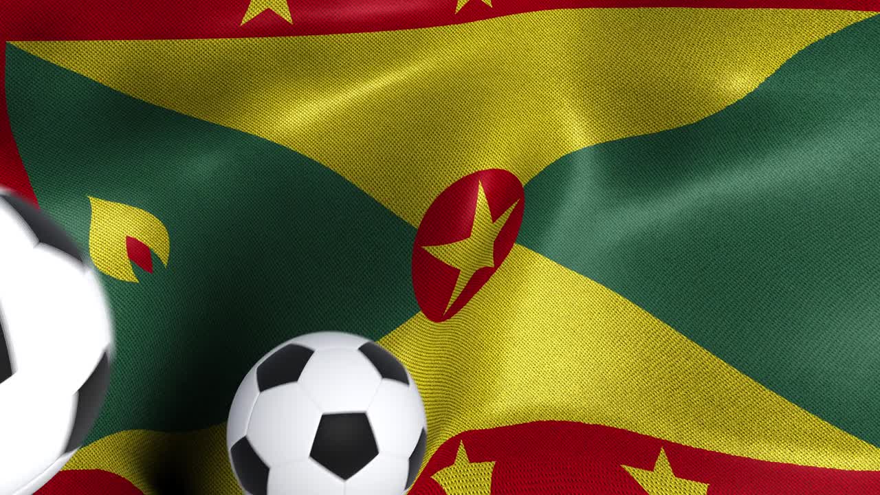 Bandiera di Grenada con palloni da calcio