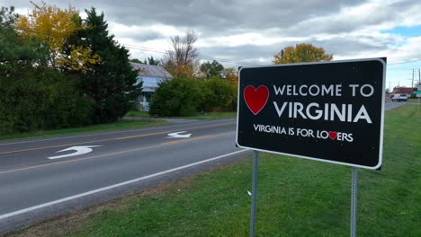 welcome to virginia state sign during autumn