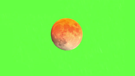 Isolierter-Vollmond-Auf-Grünem-Hintergrund,-Bunte-Orangefarbene-Details