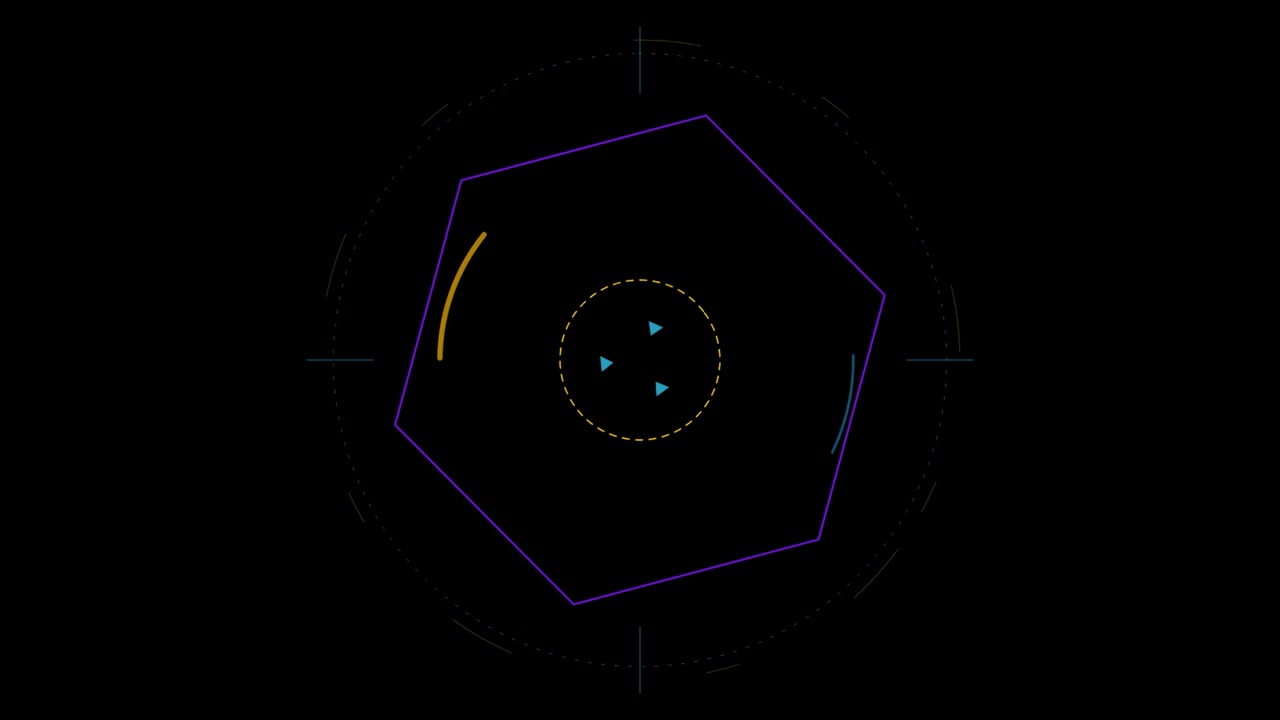 Abstract Hexagonal Geometric Motion Graphic with Rotating Elements