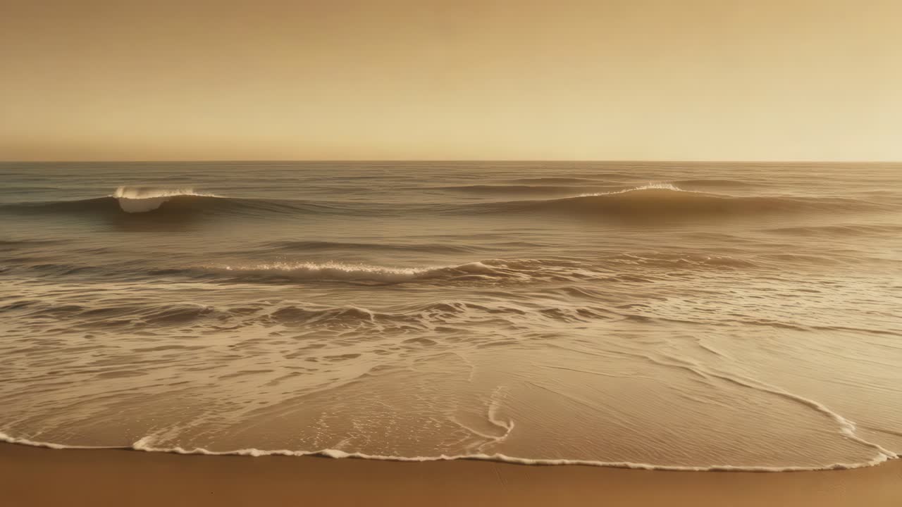 골든 아워 해변 파도