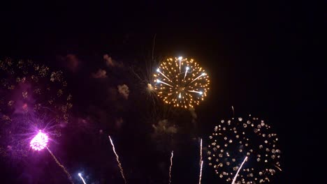 hermosa exhibición de trabajo de fuego colorido por la noche para la celebración en el festival